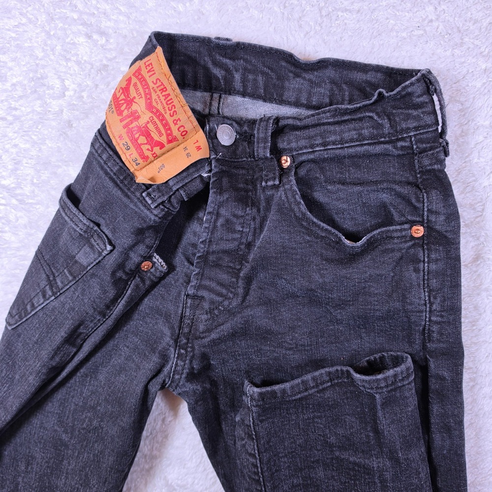 Levi 501 Original Fit Mens 29/34 Black Button Fly Straight Leg Jeans S40154 AD